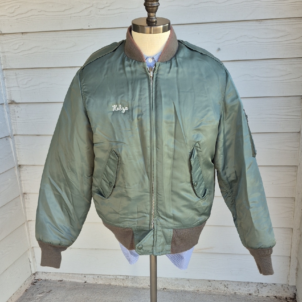MA-1 Golden Fleece Military Green Embroidered USA Sz Large 42 Mens Bomber Jacket